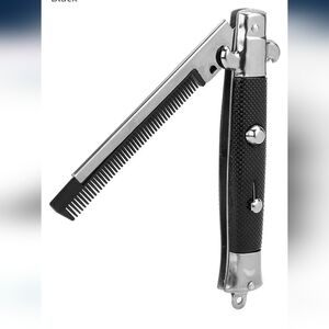 Silver Black Folding Comb Switchblade Comb